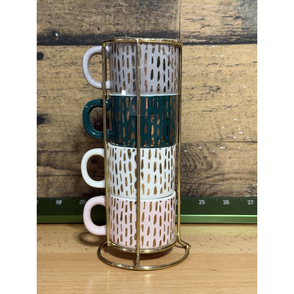 🔥Coco + Lola Stackable Colorful Espresso Cups W/ Stand Premium Collection